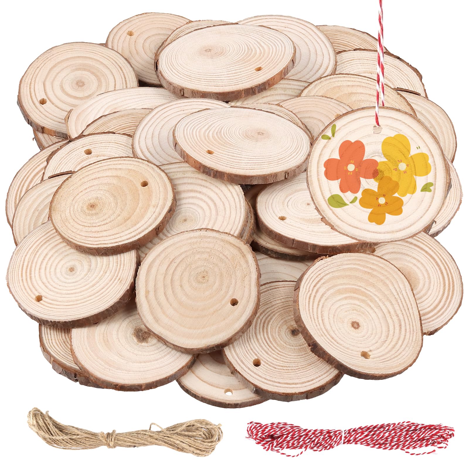 50 Stuks Houten Schijven 5 cm - Ongefinished Ronde Cirkels voor Doe-Het