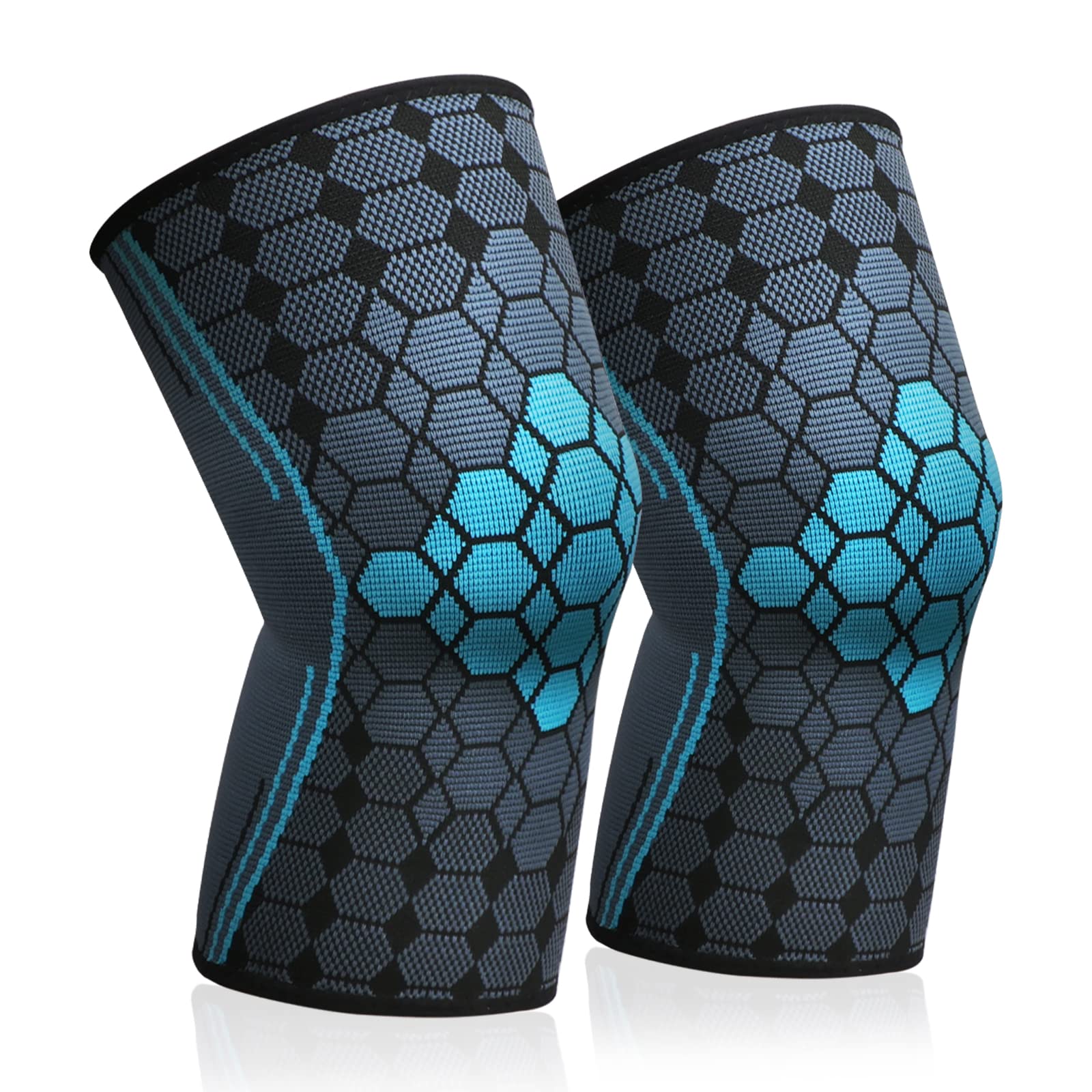 WWW Knee Brace, Knee Support for Men & Women, 2 Pack Knee Compression Sleeve for Knee Pain, Arthritis, Meniscus Tear, Joint Pain Relief, Knee Pads for Running, Workout, Football, Sports