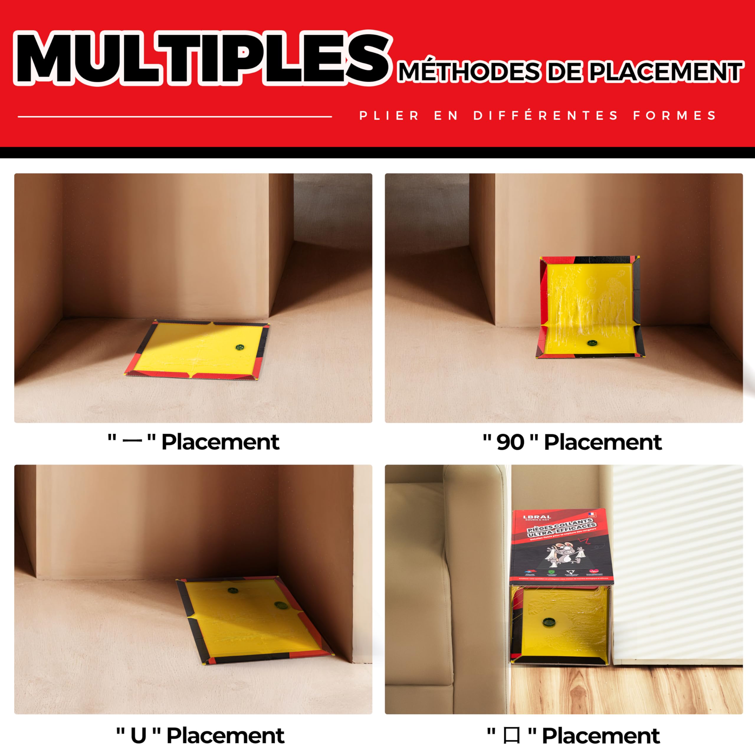 Lot de 8 Pièges à Souris Collants Ultra-Adhésifs – Plaques de Glu Extra-Fortes & Non Toxiques – Utilisation Intérieure/Extérieure – Facile à Installer