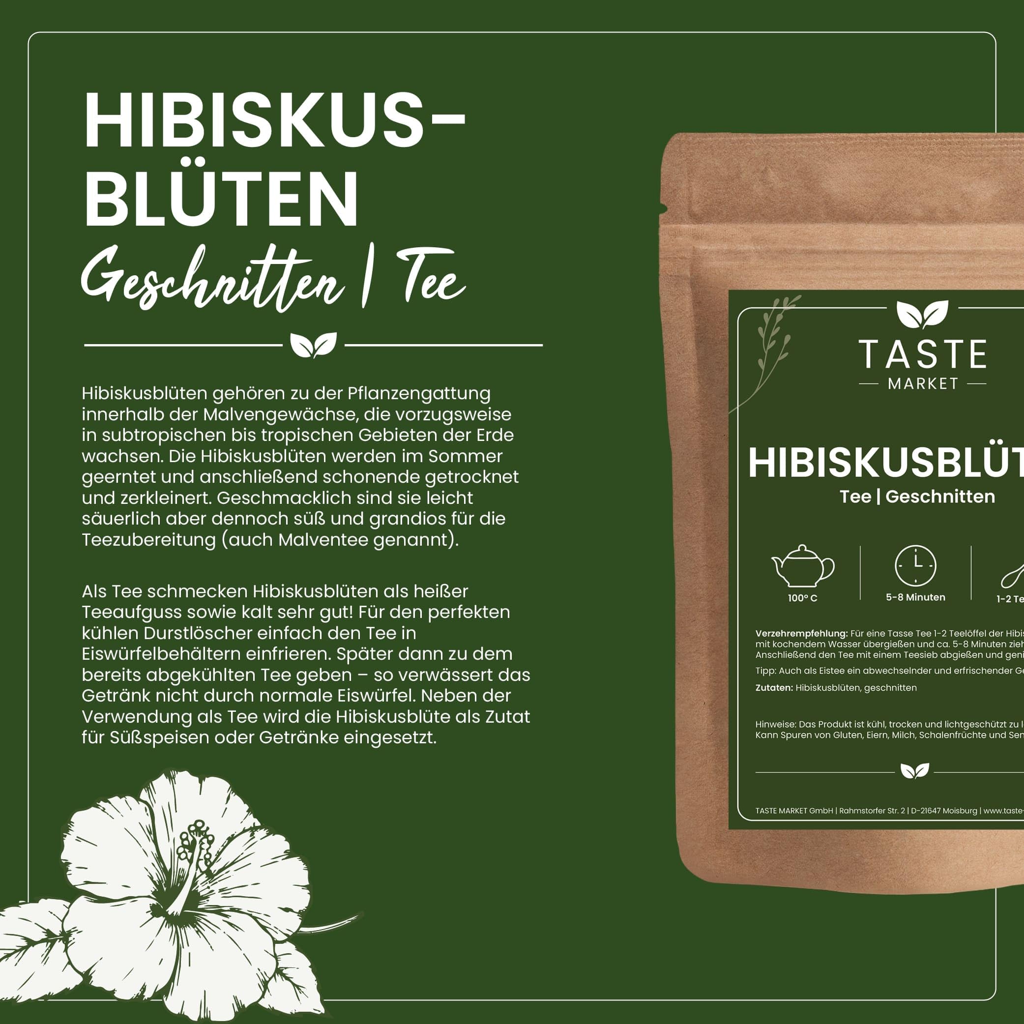 5 kg GRÖSSENAUSWAHL Hibiskustee | Hibiskusblütentee | Hibiskus Blüten Tee | getrocknet geschnitten | Malve