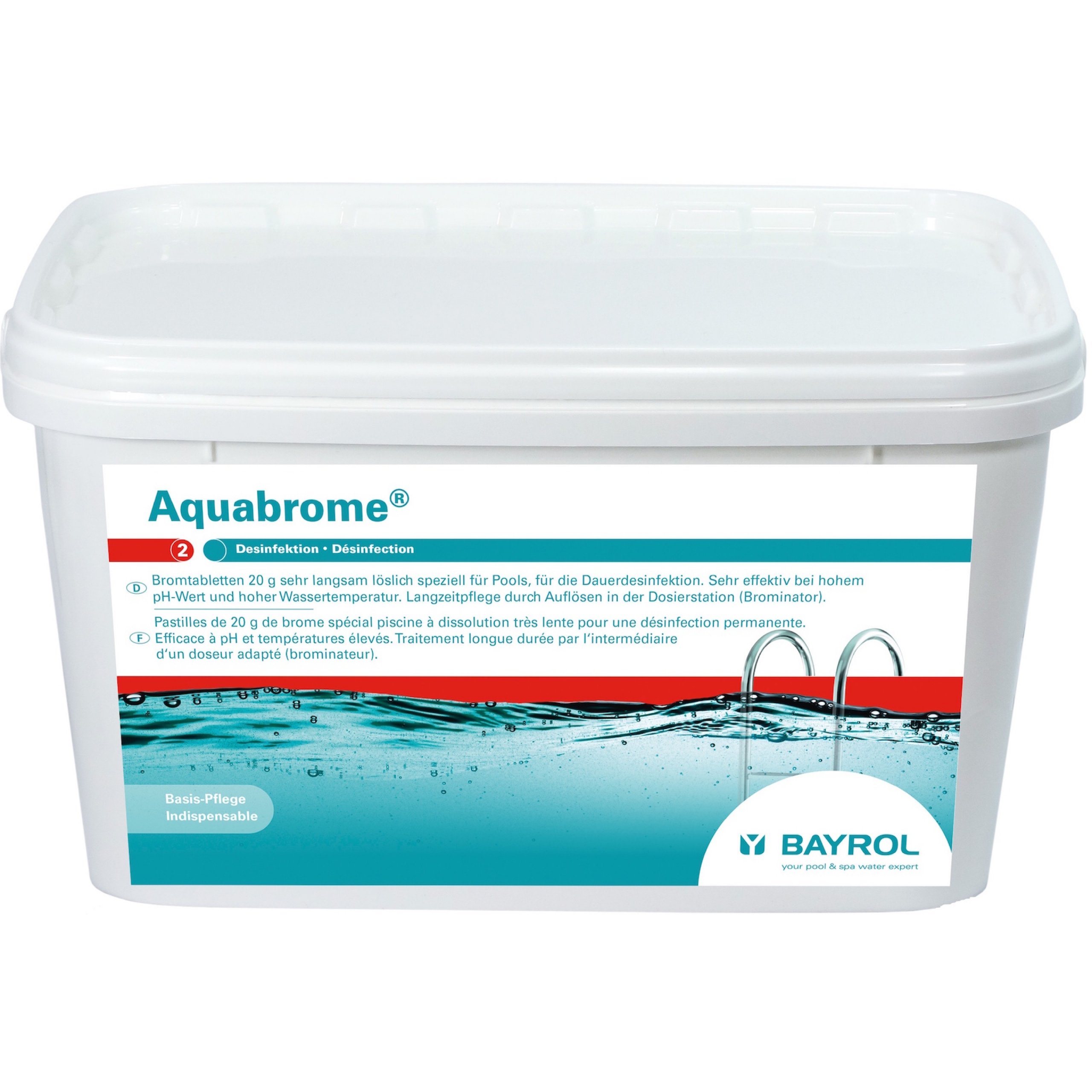 Bayrol Aquabrome - Seau de 5 kg de pastilles de brome 20 g pour désinfection permanente | Idéal pour piscines privées | 