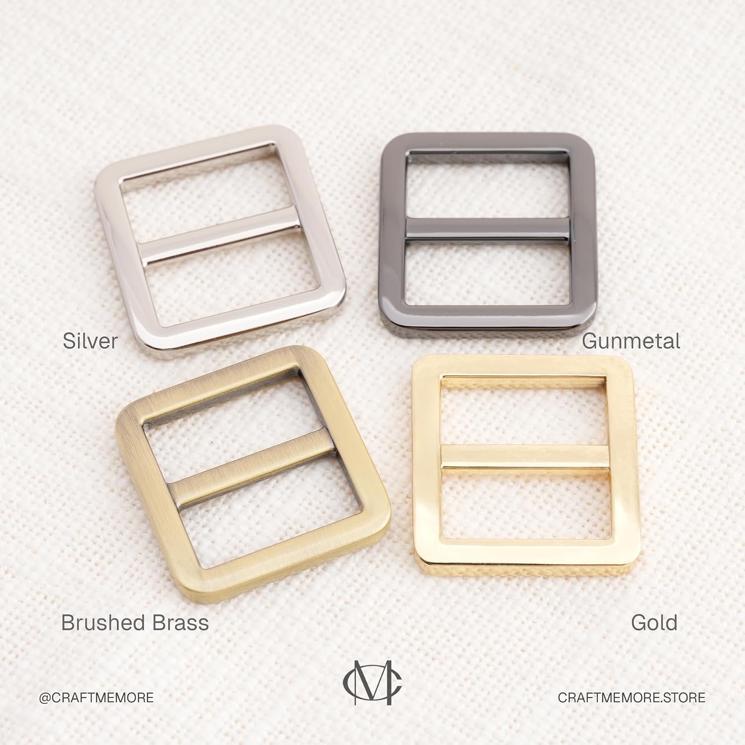 CRAFTMEMORE Flat Metal Slide Buckle Triglide Strap Keeper Leathercraft Bag Belt Adjuster Sliders 6 Pack VTSL - Image 6