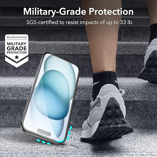 Miniatura 2 de ESR Paquete de 3+2 protectores de pantalla para iPhone 15, 3 protectores de pantalla de vidrio templado y 2 protectores de lente de cámara, bordes