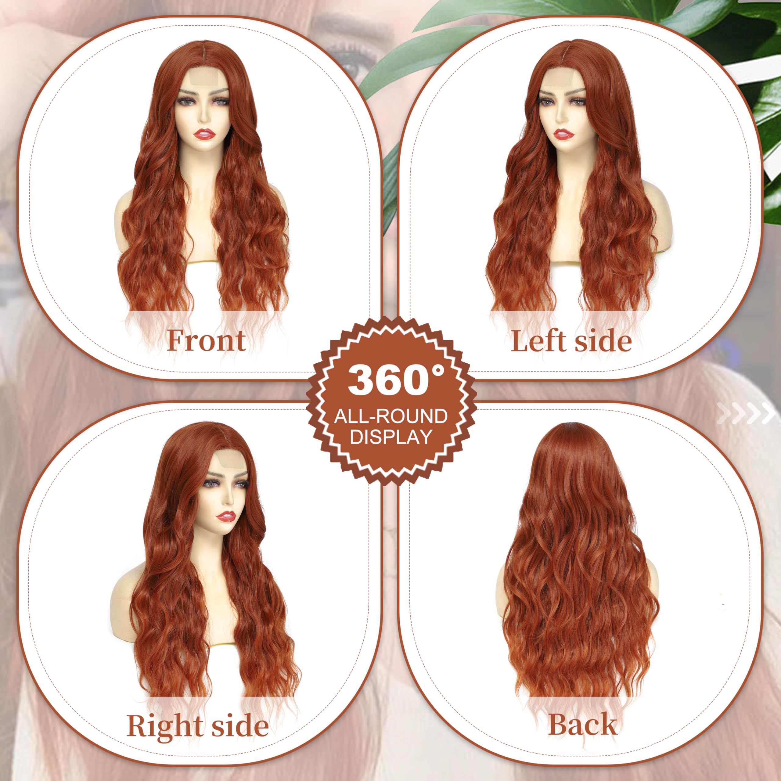 BUPPLER Cosplay Long Copper Wig 26 Inch Middle Part Synthetic Wig Realistic Gifts Party Wigs for Women Daily Use Colorful Wigs (Copper) - Image 3