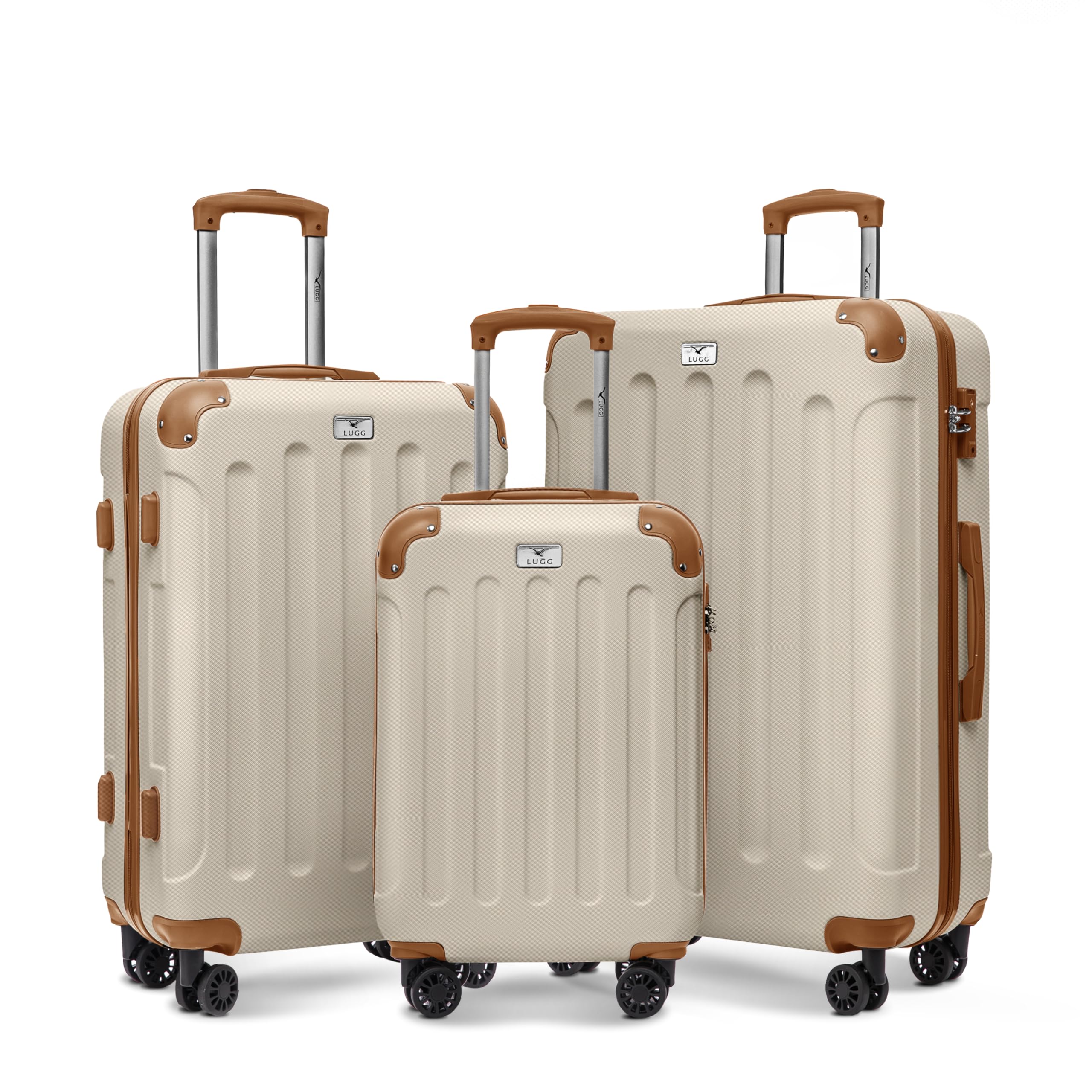 LUGG Travel Suitcase Set - Skywander 3-Piece Hard Shell Luggage, 20" 24" 28" Strong & Lightweight with Secure TSA Lock, Smooth 360° Wheels & Resilient Handle - Airline Approved