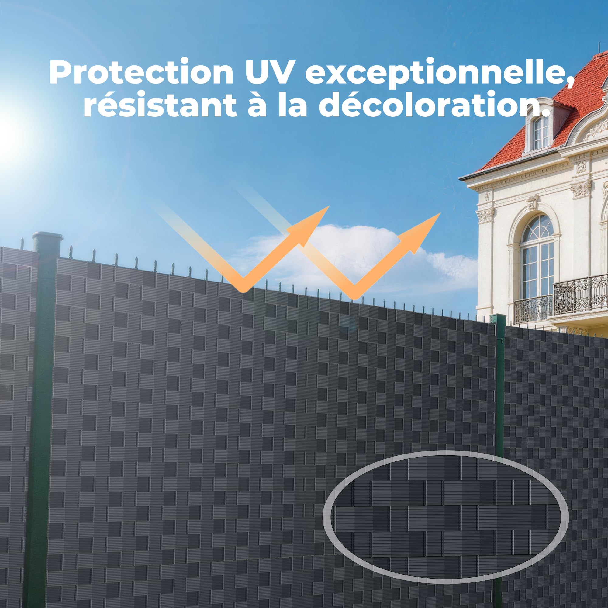 Kit Lamelles Occultantes PVC 4,7cmx75m - Bande Brise Vue Jardin Souple et Résistante avec 150 Clips - Installation Horizontale ou Verticale pour Panneau Grillagé et Clôture Rigide Anthracite -RAL7016
