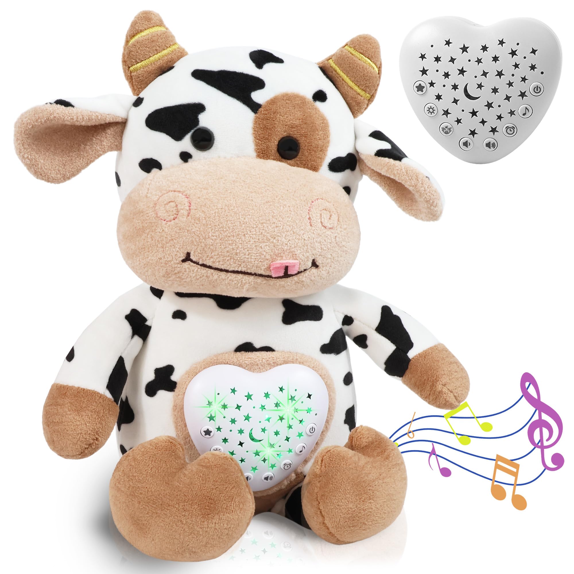 Peluche Ruido Blanco Bebe 15 Melodias- Autotemporizador y Detector llanto - Carga USB incluida | Musica para Domir | Proyector Bebe | Regalo bebe recién nacido | Peluche bebe