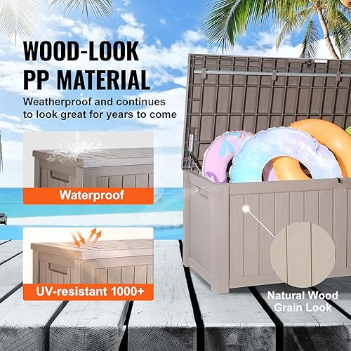 Miniatura 4 de Vevor Caja de cubierta, caja de almacenamiento al aire libre de 120 galones, 56.3 x 26.6 x 23.8 pulgadas, caja de cubierta impermeable de