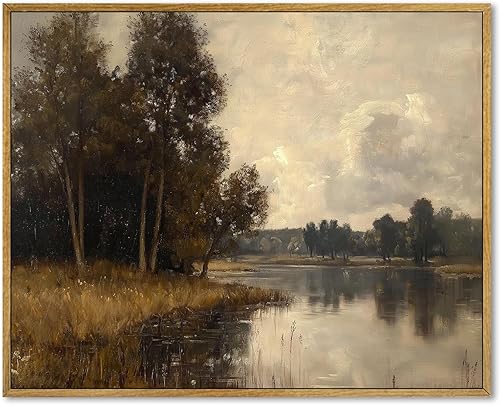 Miniatura 30 de Lienzo de paisaje de granja, arte de pared retro de paisaje natural, marco de bosque, pósteres de campo vintage, pintura de bosque verde, cuadros de