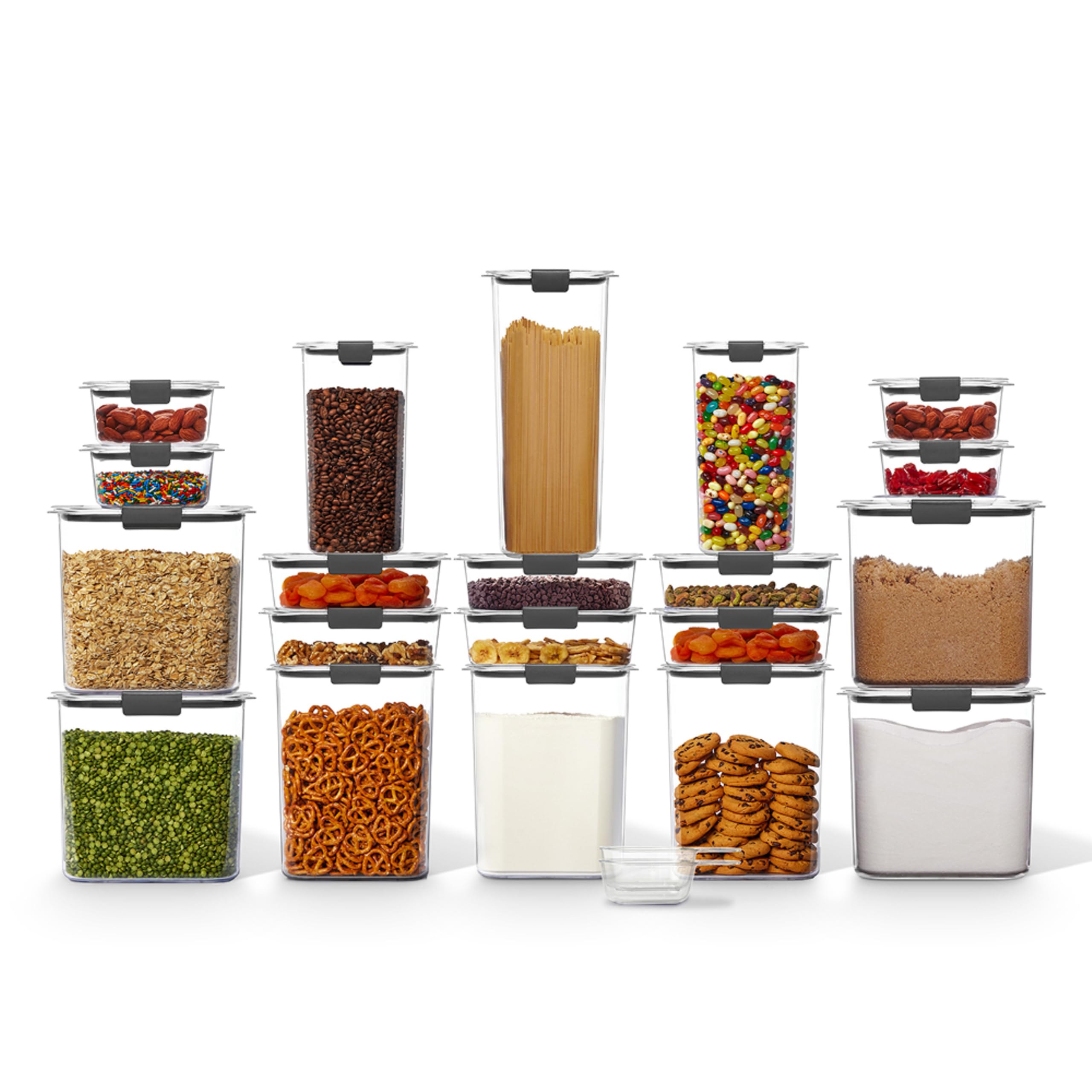 Rubbermaid Brilliance BPA-Free Airtight Food Storage Containers with Lids Set of 20 with Scoops Perfect for Kitchen and Pantry Organization