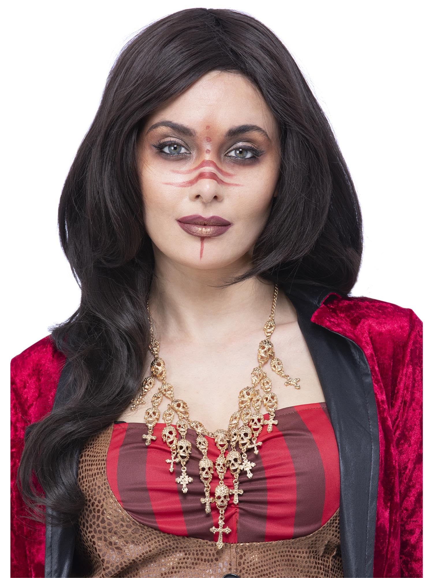 Smiffys Deluxe Metal Voodoo Skull Necklace, Halloween Fancy Dress Accessory, Voodoo Woman Dress Up Accessories