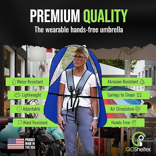 Miniatura 2 de Mochila Paraguas Manos Libres Toldo para Adultos Senderismo, Paraguas Usable Manos Libres, Viajes, Toldo Usable - Azul Marino