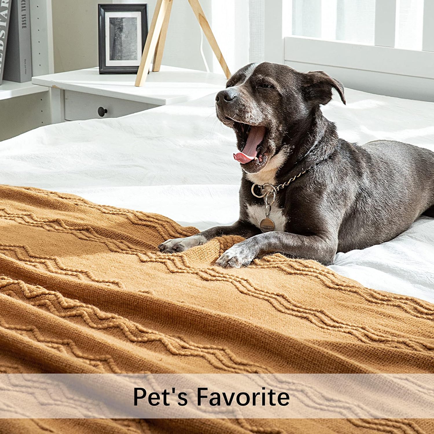 MIULEE Knitted Brown Throw Blanket for Couch,Boho Bed Decor Knit Outdoor Blankets Throw Size with Tassels Cozy Woven for Sofa Home Chair Wave Pattern 50" x 60" Inches - Image 4