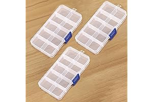10-Grid Adjustable Small Storage Box with Lid and Dividers
