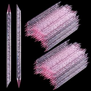 200pcs Disposable Nail Stick Cuticle Pusher Bulk, Double Head Crystal Nail Care Sticks Plastic Cleaning Stick Nail Art Accessories Home Manicure Pedicure Remover Tools Salon Supplies (Pink)