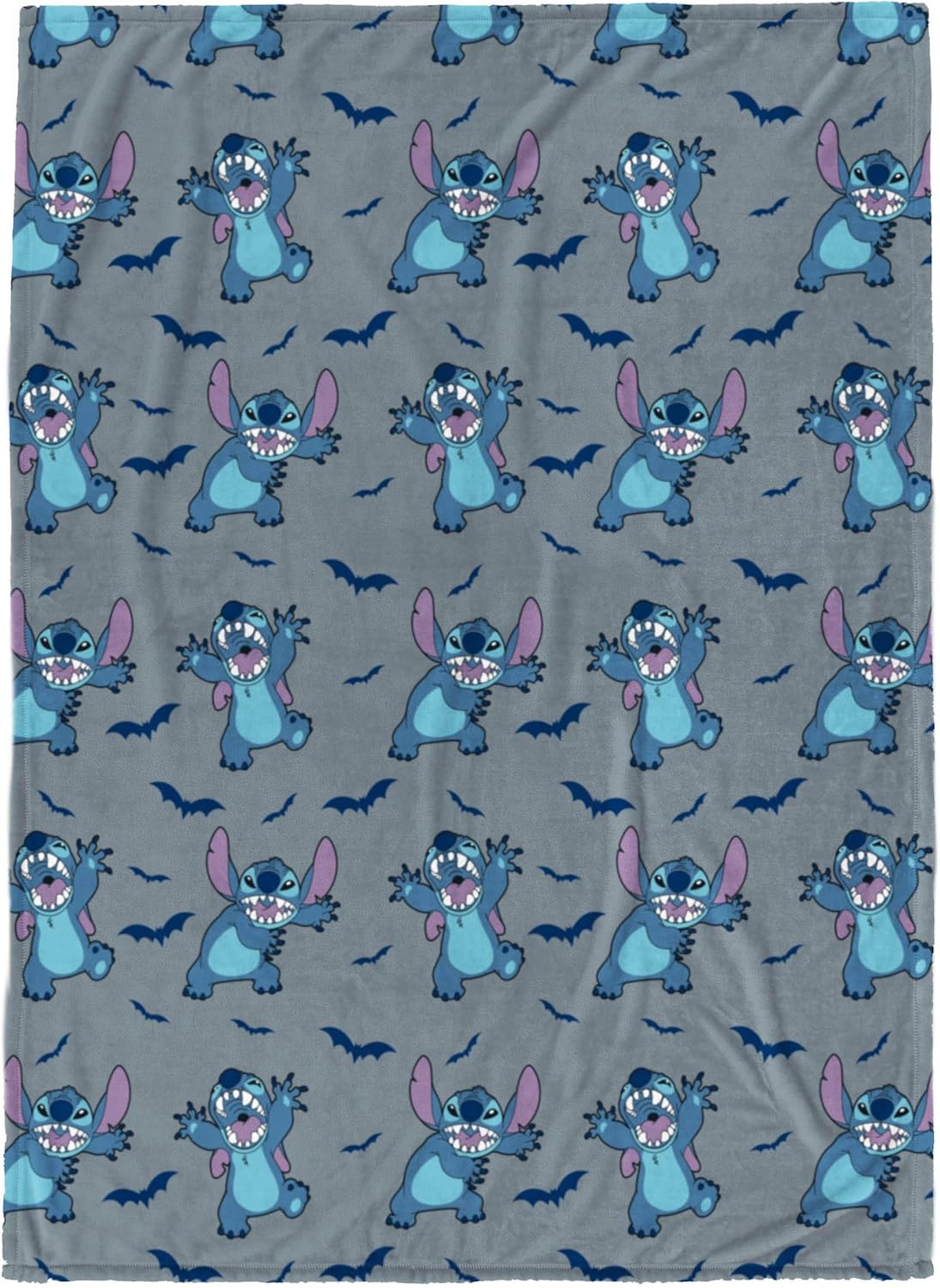 Jay Franco Kids Halloween Plush Throw Blanket – 50x70 Inch Ultra Soft & Comfy Fleece Throw for Couch, Sofa, Bed – Cozy Home Décor for Living Room & Bedroom, Grey - Lilo & Stitch,