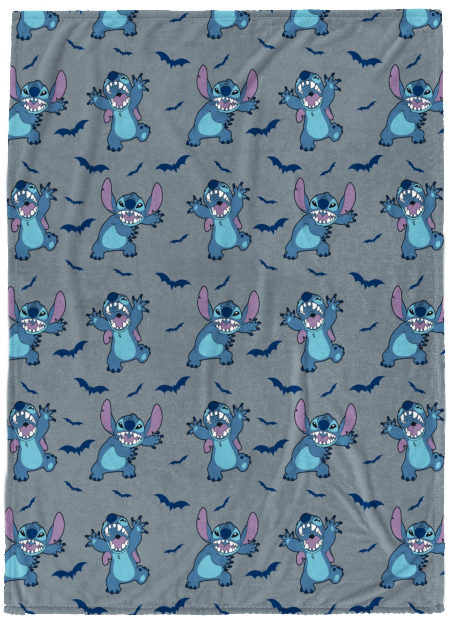 Jay Franco Kids Halloween Plush Throw Blanket – 50x70 Inch Ultra Soft & Comfy Fleece Throw for Couch, Sofa, Bed – Cozy Home Décor for Living Room & Bedroom, Grey - Lilo & Stitch,