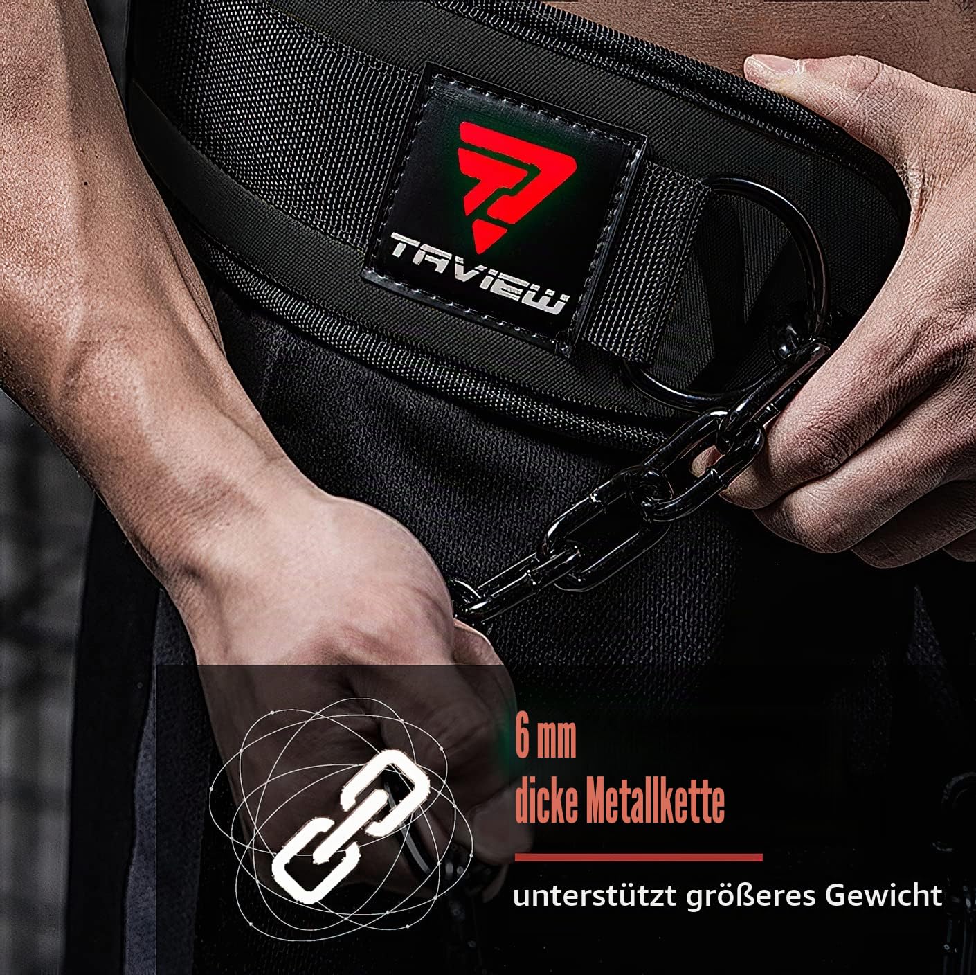TAVIEW Dip Gürtel mit Kette Gewichteter Gürtel für Pullups mit Heavy Duty Dip Gürtel mit Kette