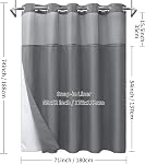 SUMGAR No Hook Shower Curtain with Snap-in Liner, 230GSM Waffle Weave Hotel Luxury Fabric Shower Curtain Set, Grey Double Layer Bathroom Curtain with Mesh Top Window & Weighted Magnets, 71" W x 74" L