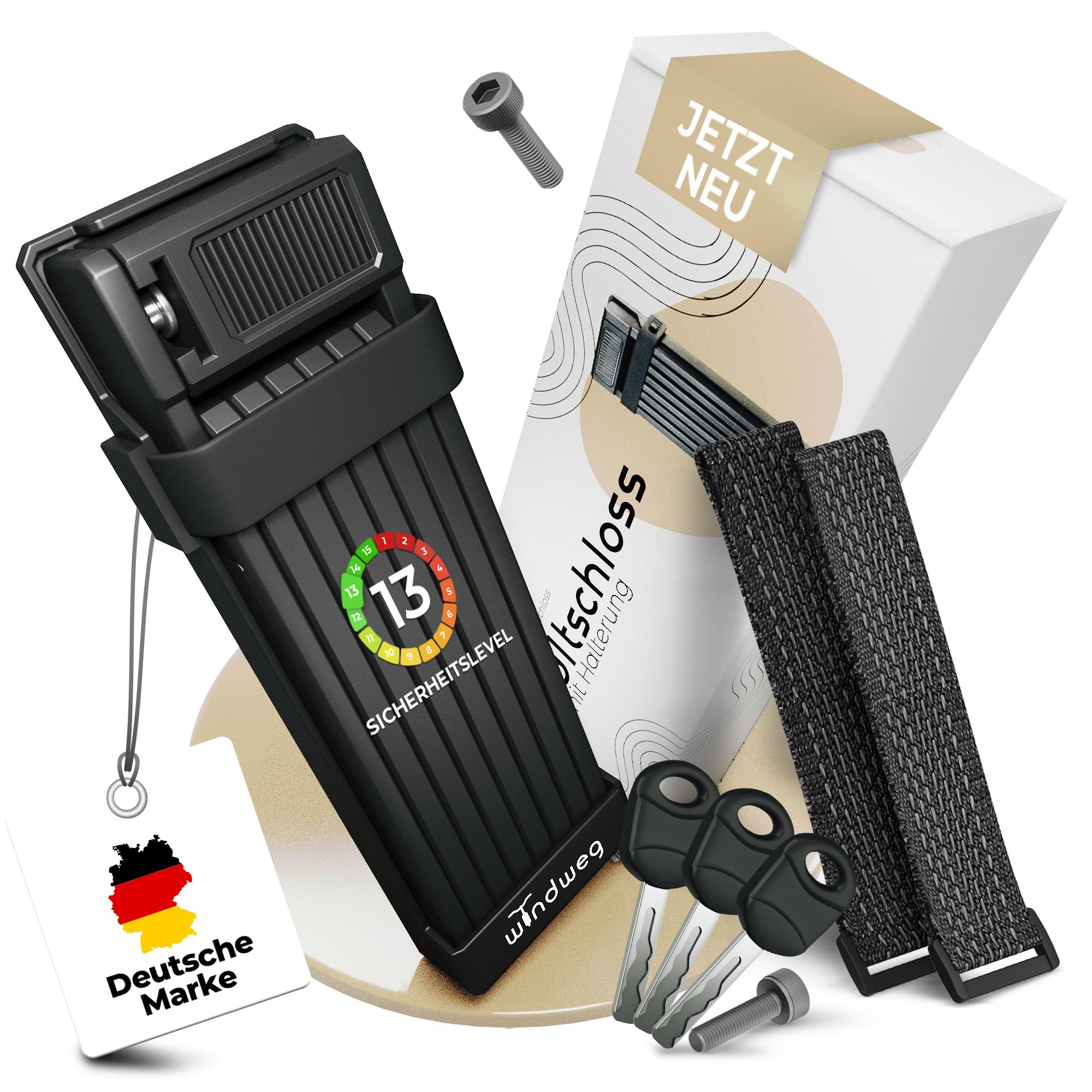 Fahrradschloss hohe Sicherheit Faltschloss Fahrrad 120cm 3 Schlüssel inkl. Halterung sh, Schloss für E-Bike, Gravelbike & Rennrad, extrem sicher, Sicherheitsstufe 10-15 Faltschlösser bike lock