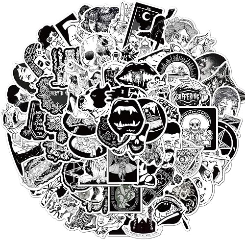 Miniatura 2 de 200 calcomanías góticas, calcomanías góticas negras de vinilo impermeable, calcomanías de niña negra para computadora, patineta, guitarra, botella