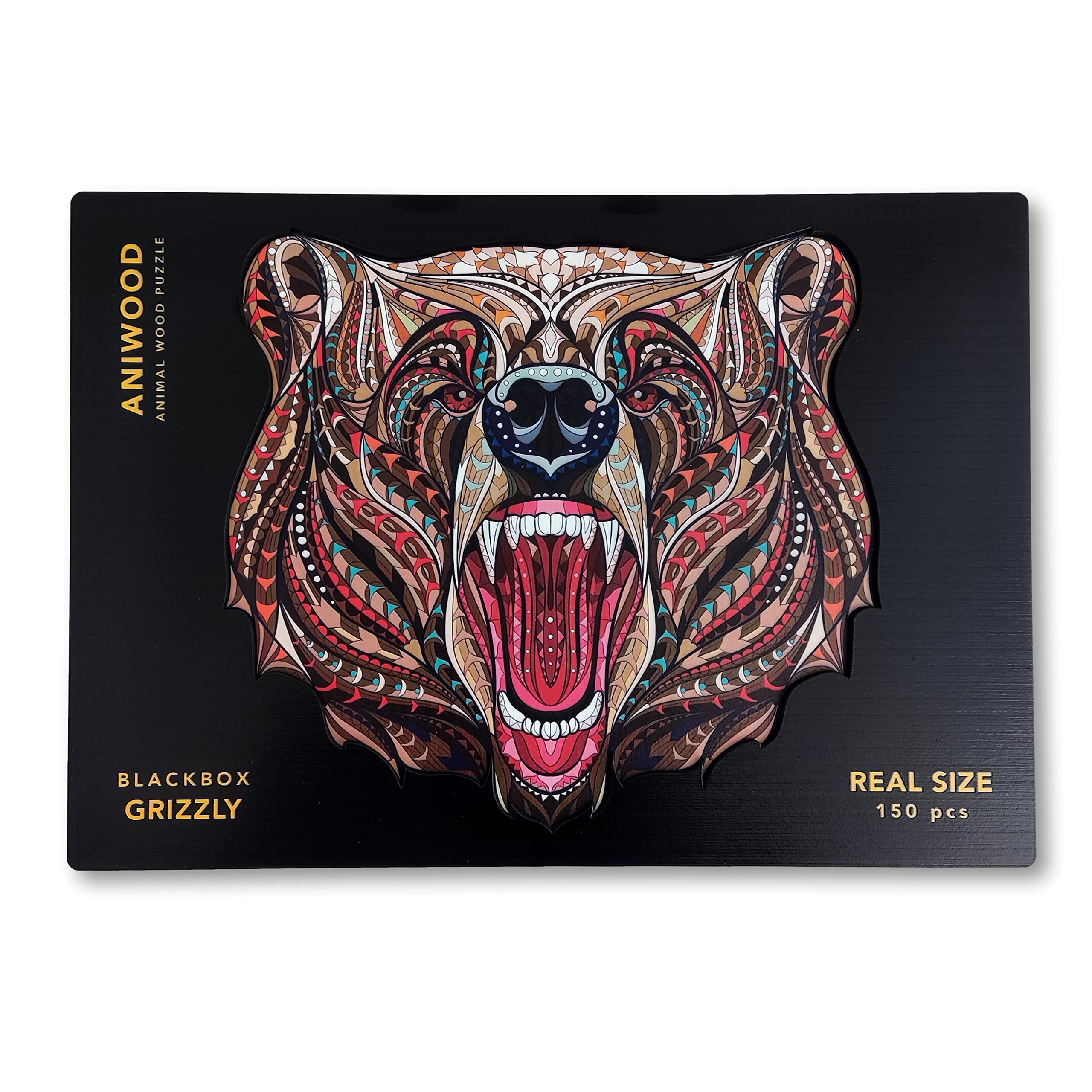 ANIWOOD Puzzle de Madera de Animales. Tapa troquelada, Caja a tamaño Real del Puzzle. 3 Modos de dificultad, Elemento Decorativo. Piezas únicas Originales de Animales (Medium, Caballito de Mar) — view 14