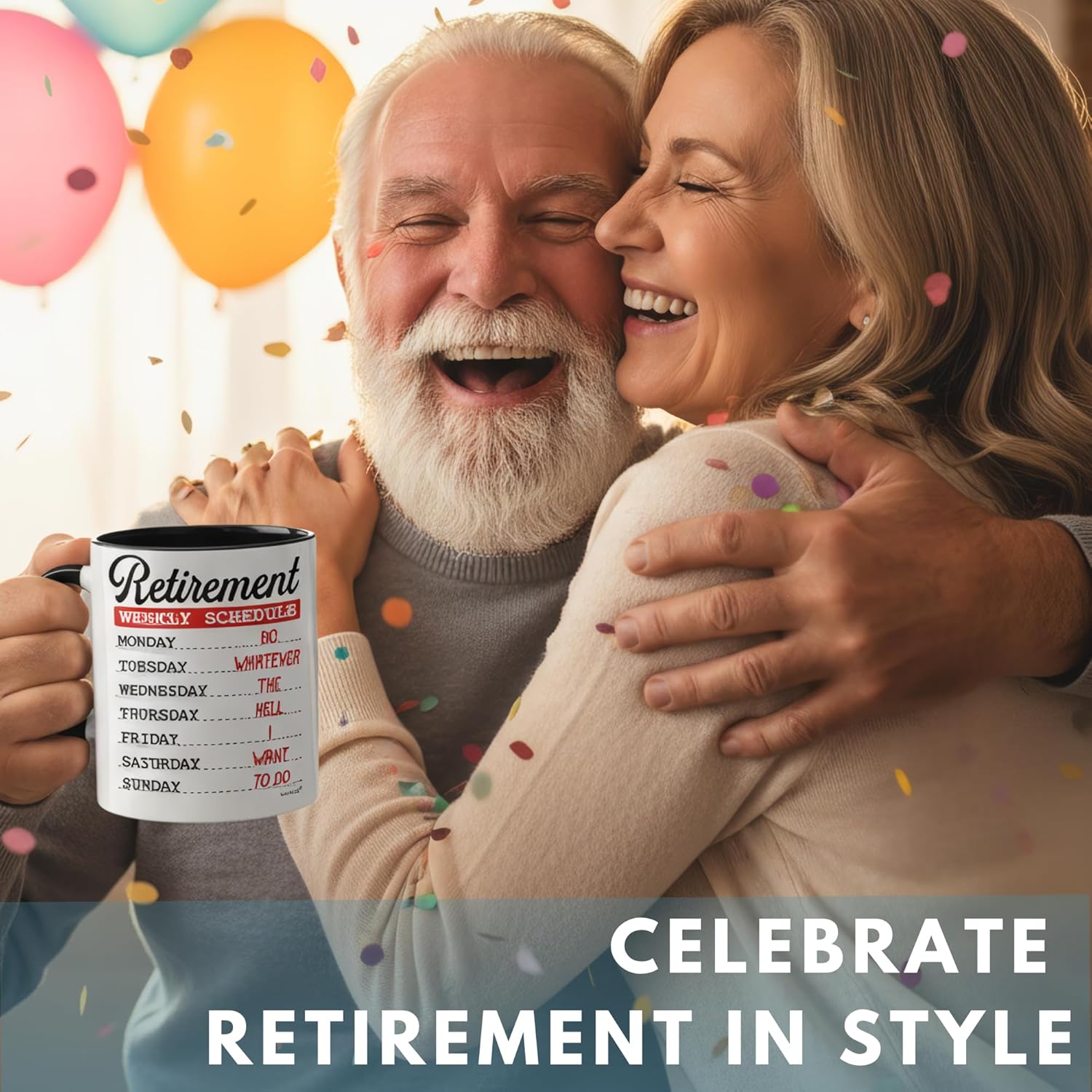 Vivulla68 Funny Retirement Mug 11oz – Weekly Schedule for Men, Women, Mom or Dad - Retired Calendar for Coworkers Boss Office Family, Retirement Gift for Woman Man, Retired Coffee Cup - Image 2