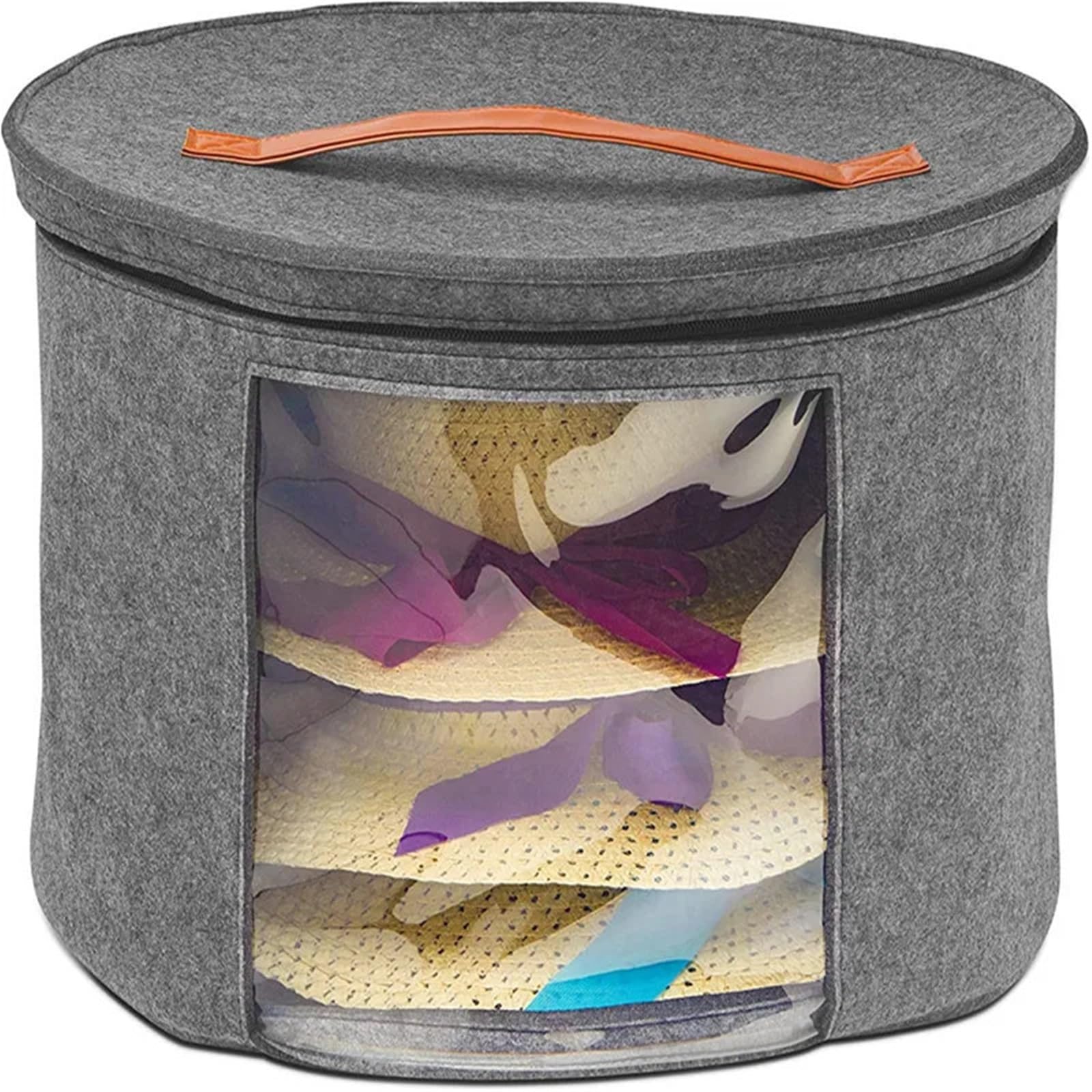 Aufbewahrungsbox mit großem Fassungsvermögen und Deckel Reißverschluss, Multifunktions-Aufbewahrungsbox for Hüte, Kleidung, Reiseetui, Aufbewahrungsbehälter für Schrank oder Reise(Black,L)