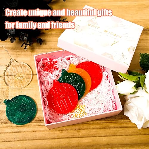 Miniatura 7 de 2 moldes de resina para adornos de Navidad, moldes de silicona redondos de resina de Navidad con letra para árbol de Navidad, suministros de