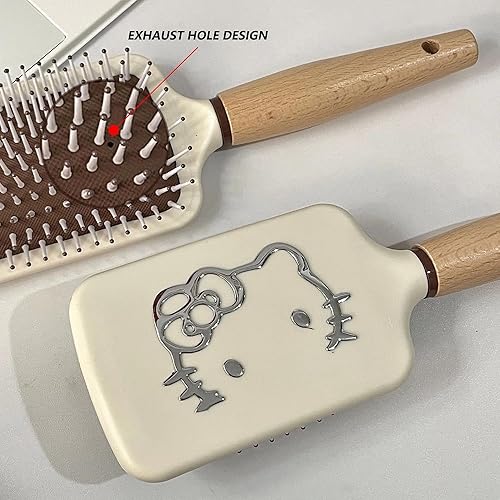 Miniatura 3 de Lindo cepillo de pelo para cabello grueso, rizado, fino, largo, corto, húmedo o seco, mango de madera, cepillo de masaje para el cuero cabelludo