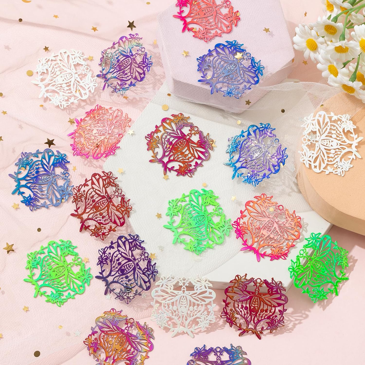 Hollow Butterfly Charms Multicolor Filigree Butterfly Pendants for DIY Jewelry Making Hanging Decorations Bookmarks Scrapbook Adornments Packaging Decorations - Image 4