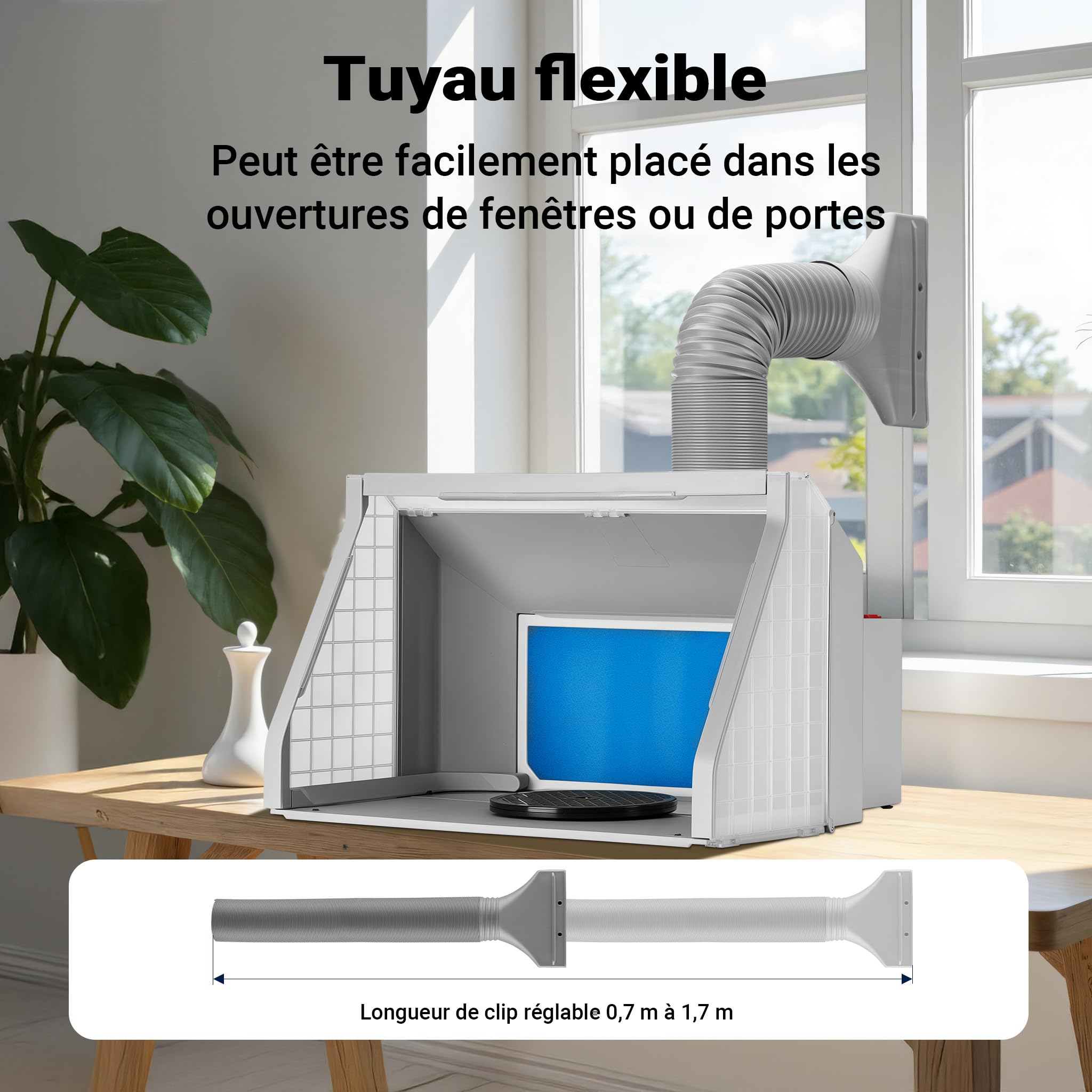 WilTec Système d'aspiration Airbrush – 9 m³/Min – avec Éclairage LED et Ventilation – contrôle par Boutons rotatifs – Cabine à Double Ventilateur réglable