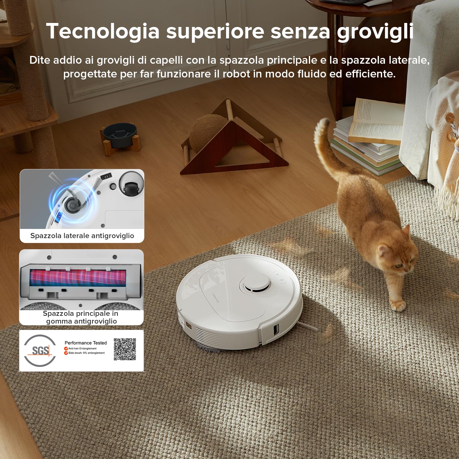 roborock Robot Aspirador QV 35A Set, 8000Pa de succión, Dos mopas giratorias elevables, cepillos antienredos, tecnología reactiva para Evitar obstáculos, navegación y mapeo,Blanco