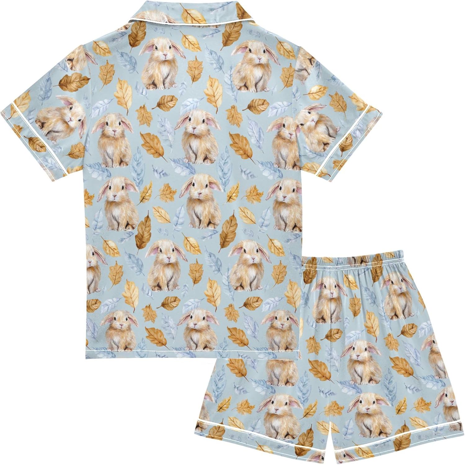 Silk Pajama Sets Short Sleeve Pajamas Soft Sleepwear 2 Piece Pjs Set