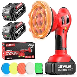 2025 Poliermaschine Auto Akku, 2x4000mAh Batterie (Bis zu 6000 U/min) Poliermaschine Auto, 6'' Autopolierer, 8 mm Exzenter-Poliermaschine für Auto-und Bootspflege, Polieren Wachsen Auto Detaillierung - Amazon product rated Grade A