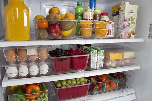 Miniatura 57 de Kitchen Spaces Organizador apilable de almacenamiento de alimentos de doble colador para refrigerador, congelador y despensa, 8.8 x 6.8 x 3.9 Verde