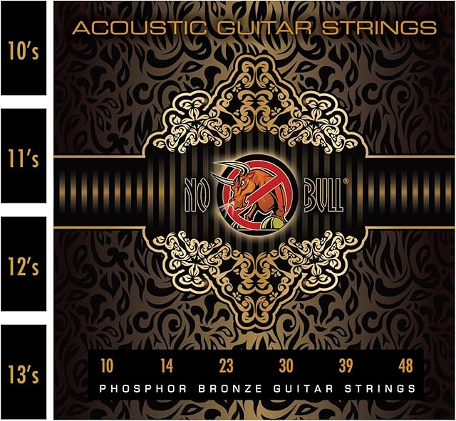 10's Acoustic Guitar Strings for Warmer Tone, Balanced Sound and Great Sustain - 6 String Set of Phosphor Bronze Wound (80/20) Replacement Strings with Steel Core (10s / 10 Gauge)