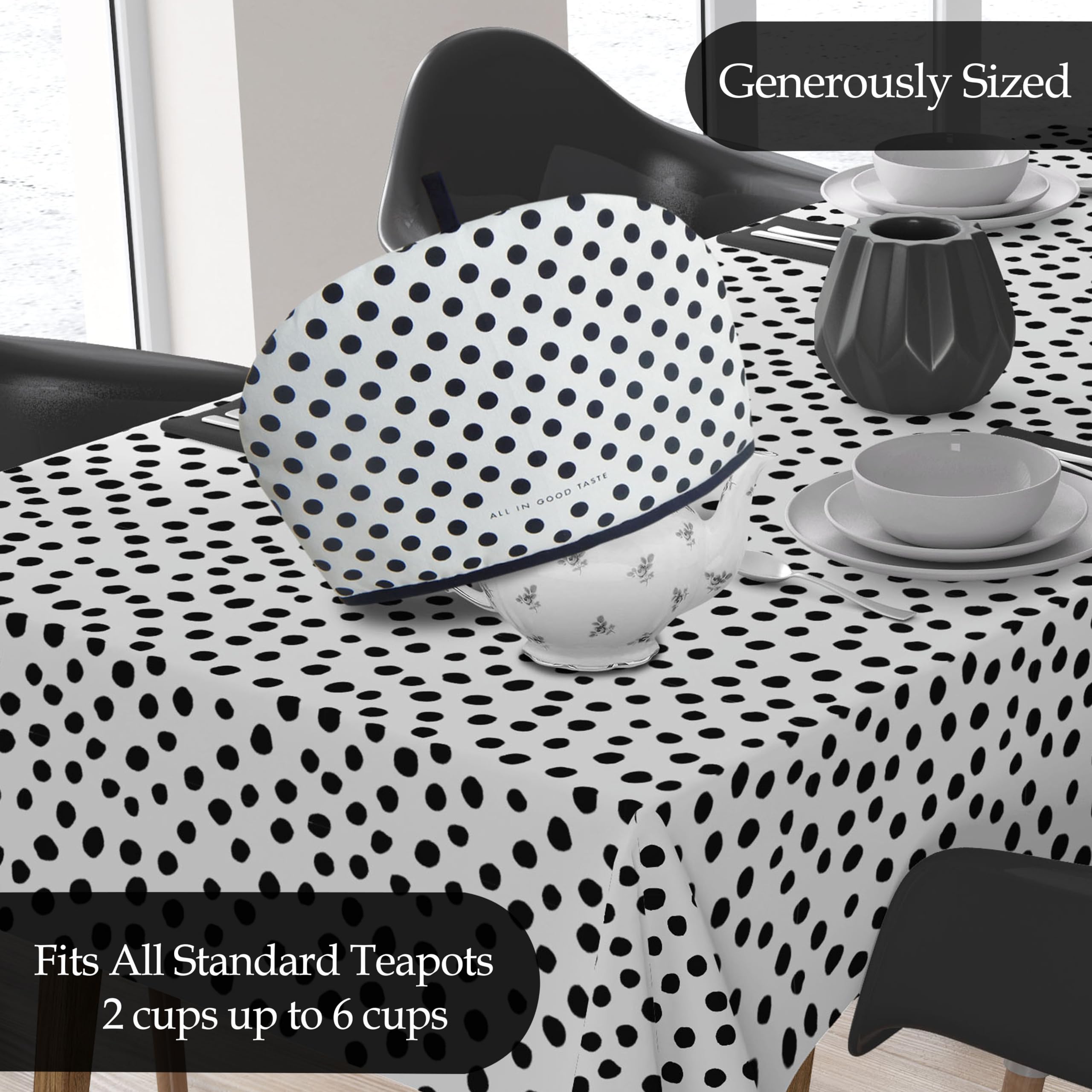 Tiny Break Large Tea Cozy for Teapot - Thick Polyester Wadding Tea Pot Cover - Teapot Koozie - Polka Dot All in Good Taste