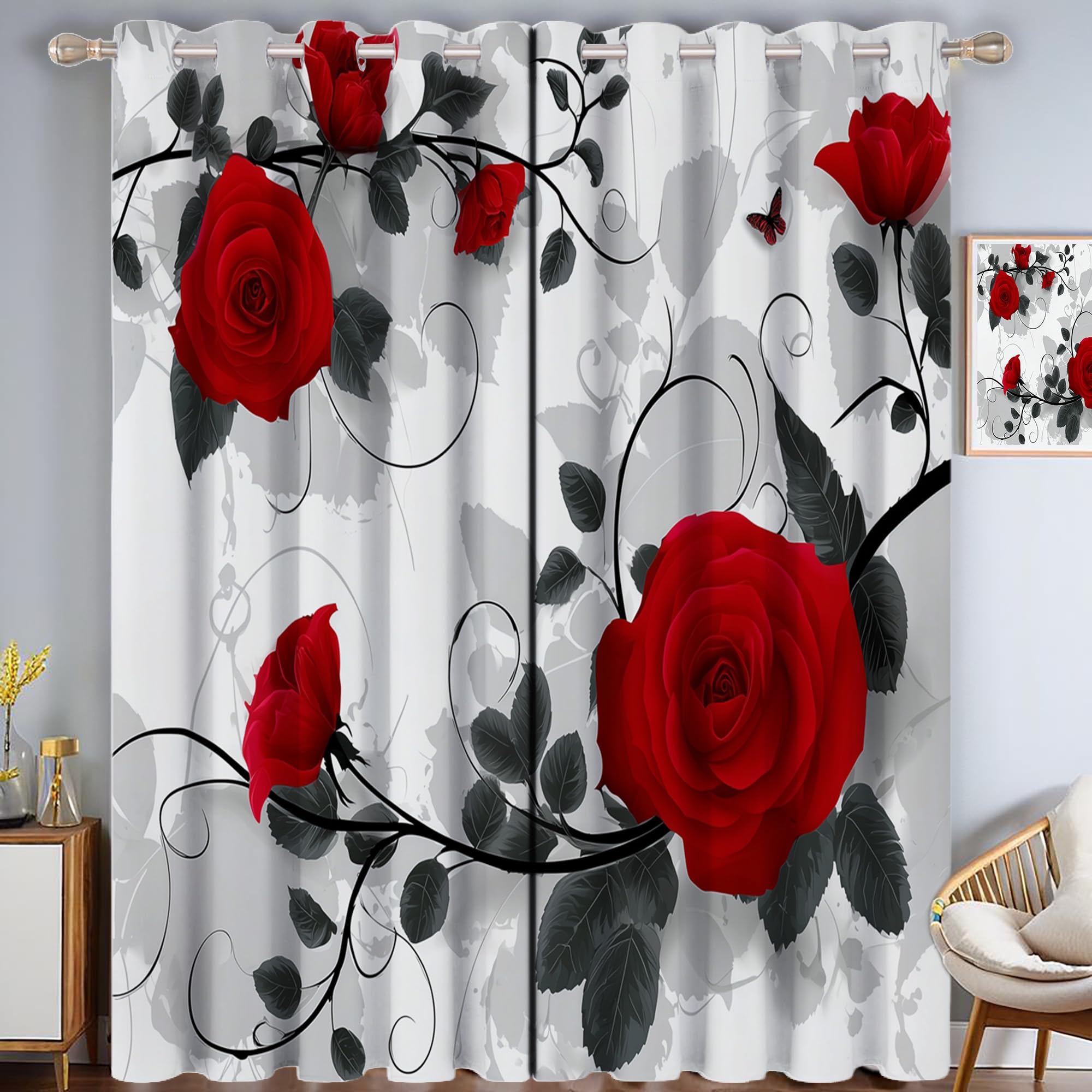 Rideaux occultants roses rouges 140x245cm isolants avec oeillets pour chambre
