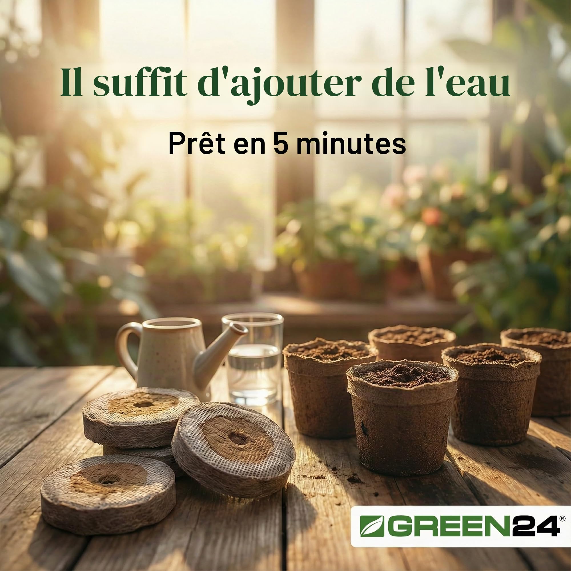 GREEN24 Lot de 100pastilles de tourbe Jiffy® mm pour chambres de culture hydroponiques de 44 mm, terreau de culture, tourbe, avec instructions (français non garanti)