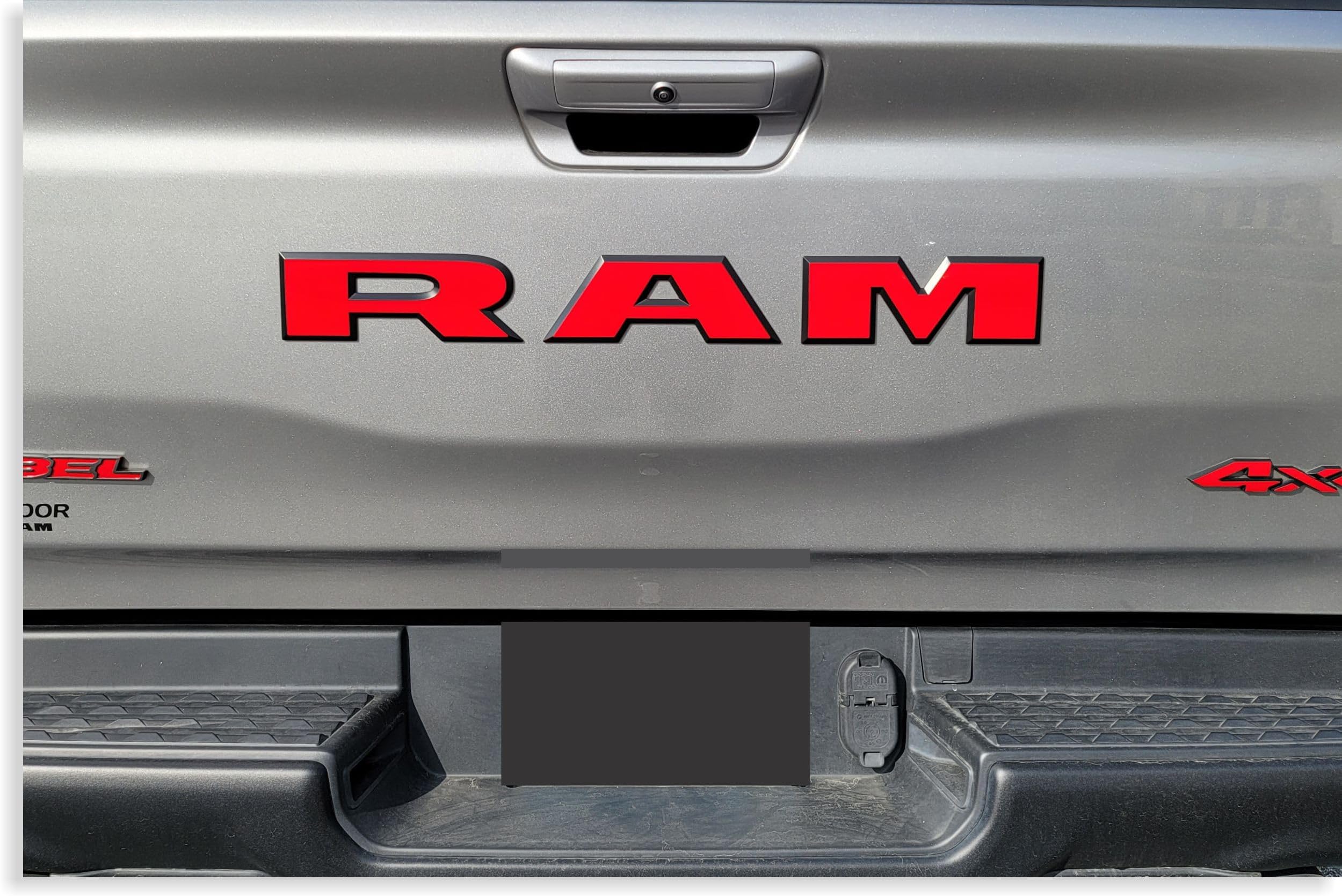 RAM Tailgate Emblem Overlay Decal Stickers 2025 Ram 1500 (Color: Gloss Red)