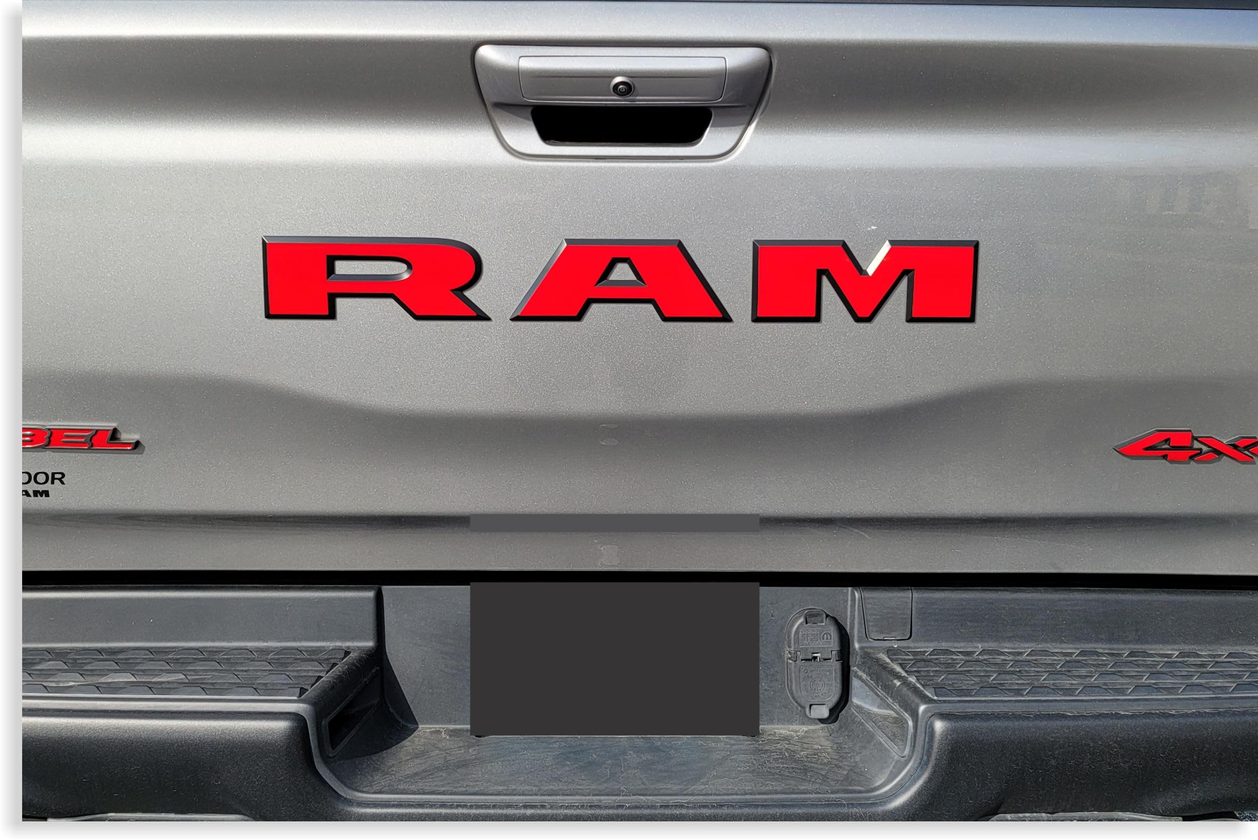 RAM Tailgate Emblem Overlay Decal Stickers 2025 Ram 1500 (Color: Gloss Red)
