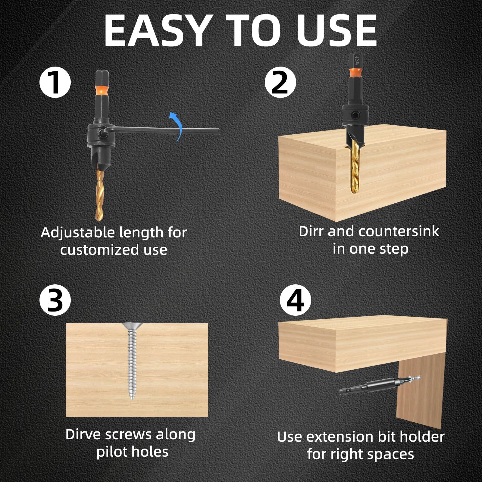 HSS Countersink Drill Bits - 12 Piece Set -6 HSS Countersink Drill Bits - 12 Piece Set -6