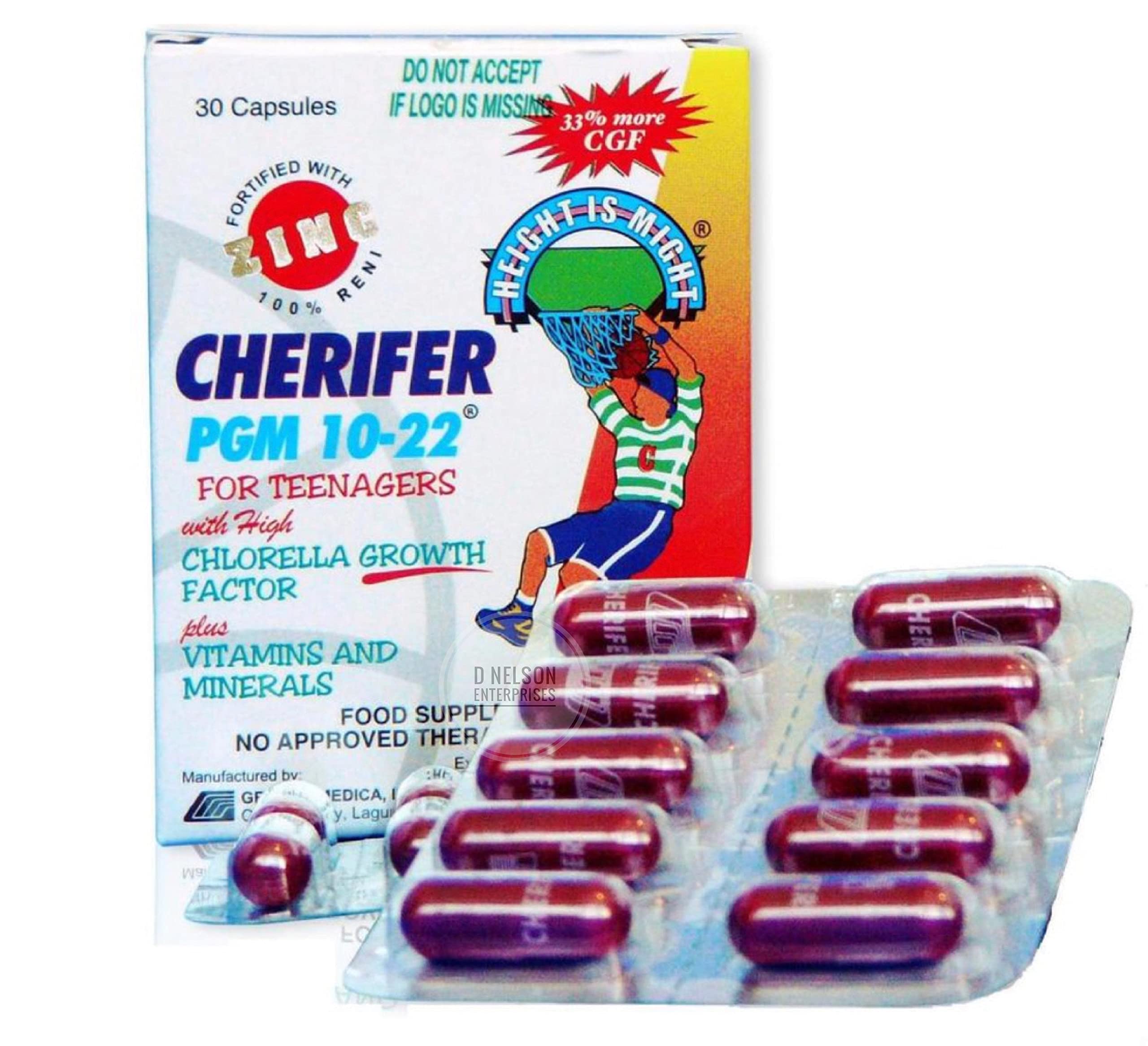 Cherifer PGM 10-22 High Chlorella Growth Factor (CGF) with Zinc, 30 Capsules