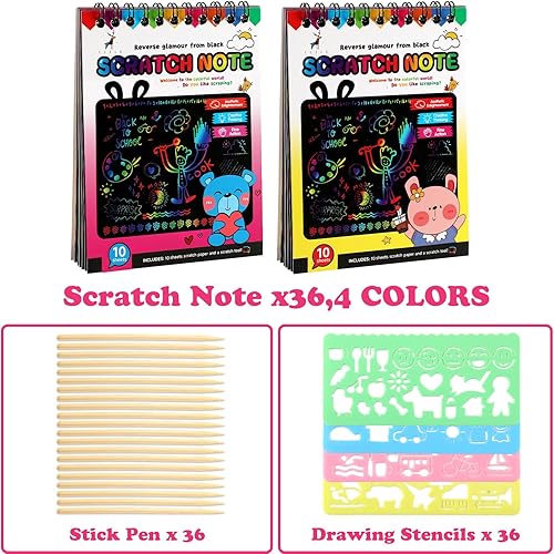 Miniatura 4 de Shappy Cuadernos de papel para rascar, blocs de notas para niños, recuerdos de fiesta de arcoíris, libros para colorear, kit de suministros de arte