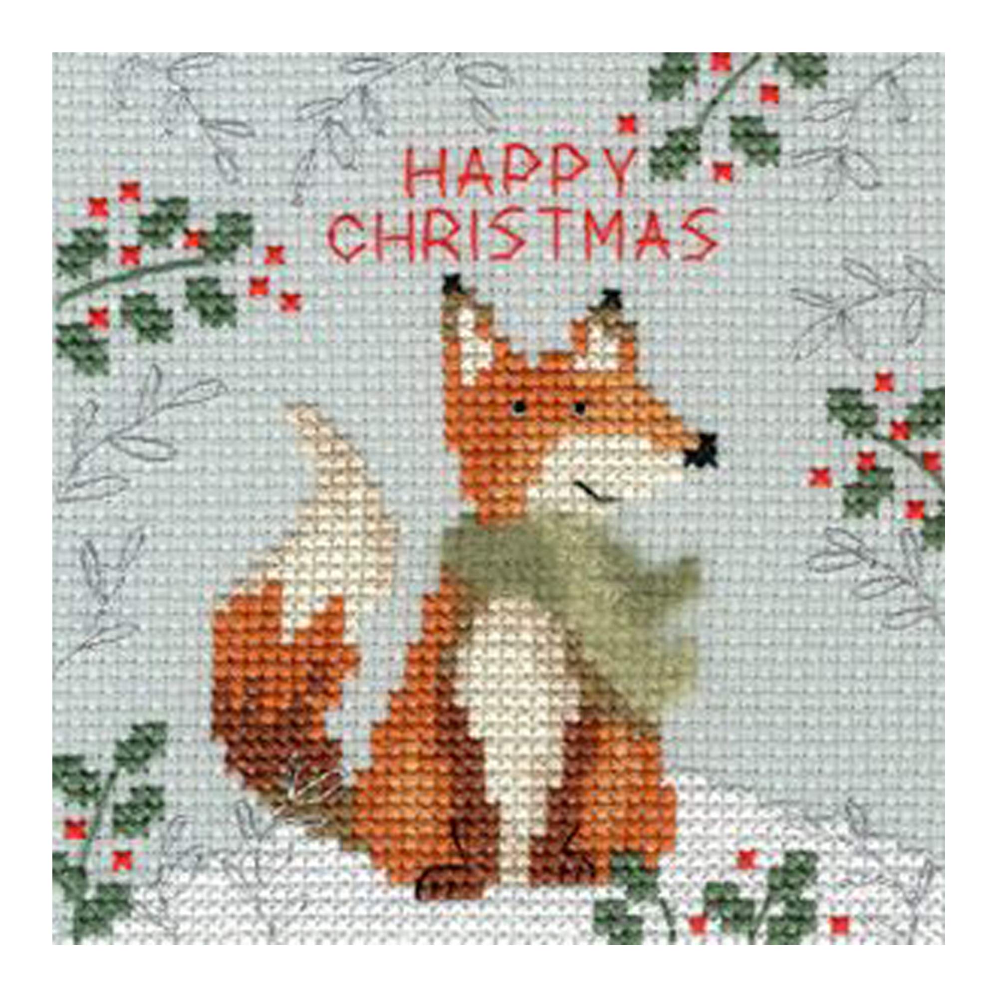 Xmas Fox - Christmas Card Cross Stitch Kit by Bothy Threads