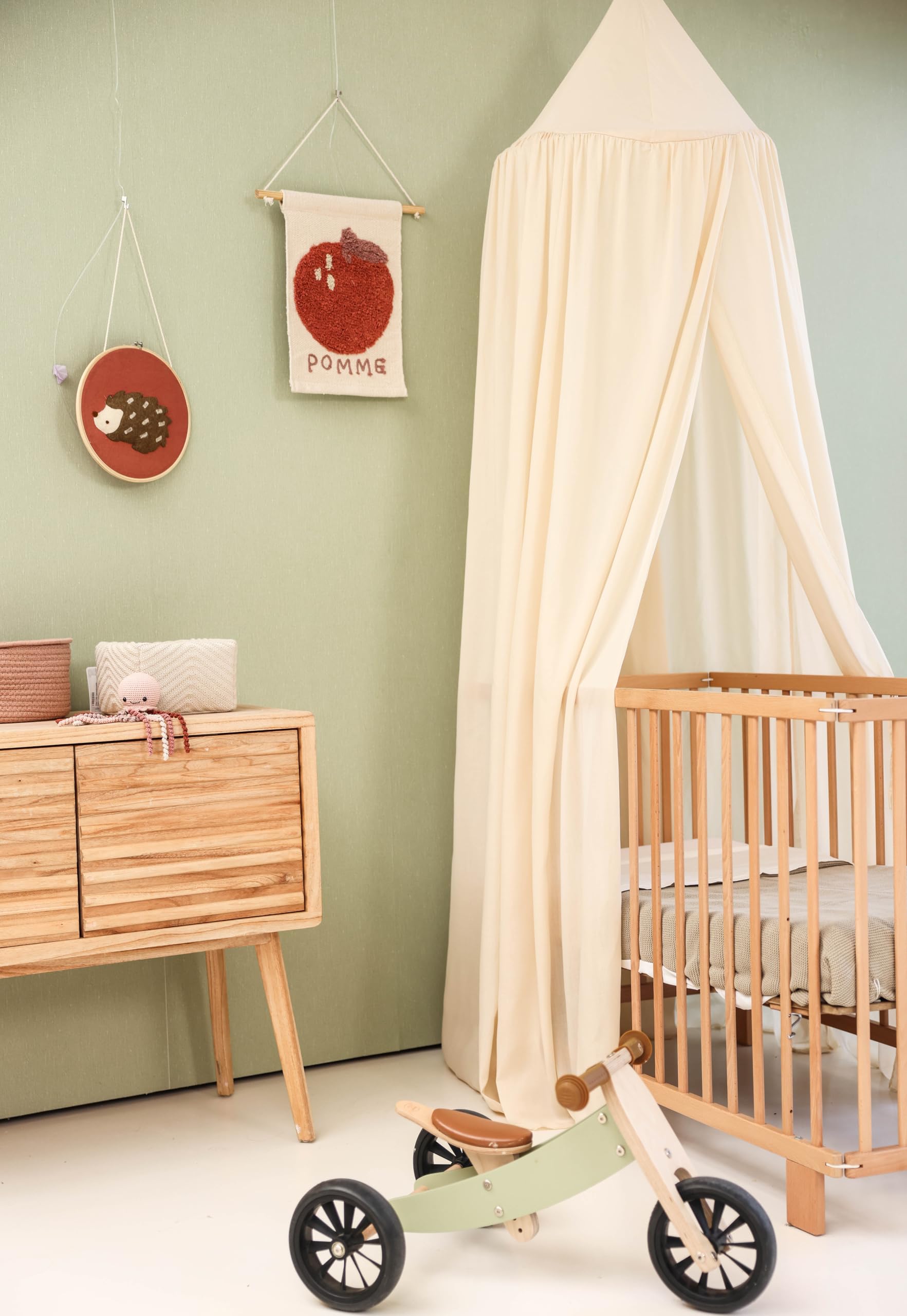 Cream Beige Kids Bed Canopy for Child Bedroom | Nursery Crib Hanging Curtain | Mosquito Net Bedding for Girls Play Room Decoration | Reading Nook Canopies Toddler Dome Tent - Image 3