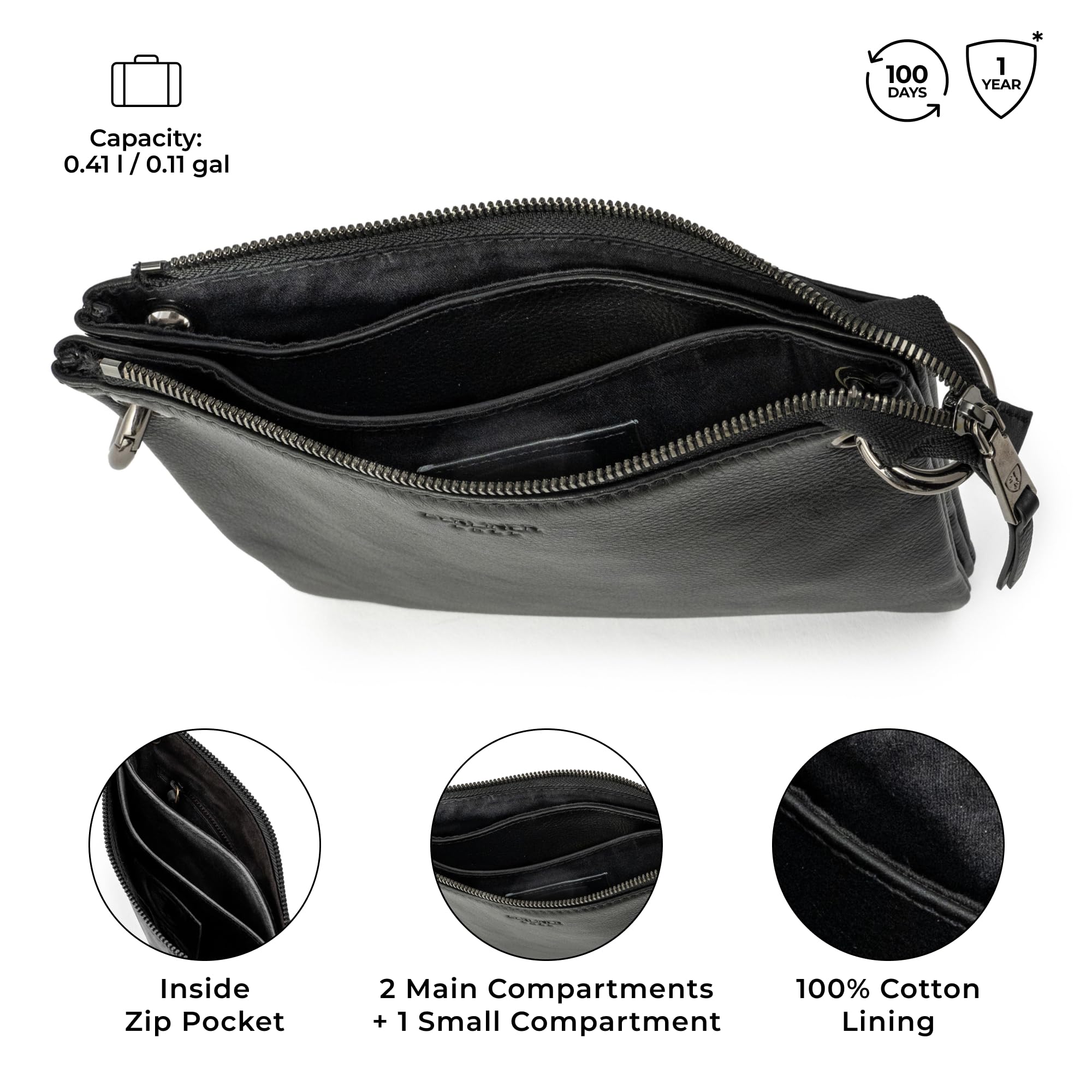 Berliner Bags Borsa a tracolla Nice Premium, in pelle, colore nero