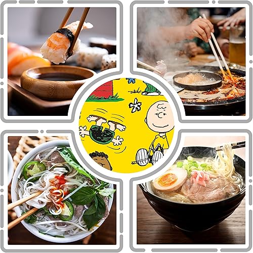 Miniatura 4 de GAMAGO Peanuts - Juego de palillos de bambú fundido, 4 pares de palillos reutilizables adorablemente lindos, fácil agarre, ligero, duradero, 9.25