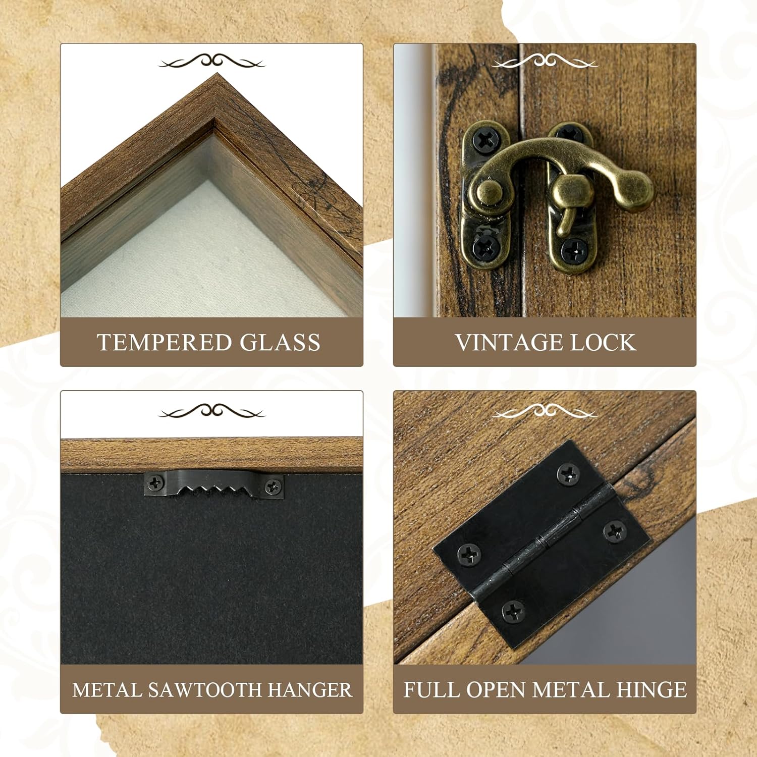 16x20 Shadow Box Frame with Front Open Design – Linen-Lined Interior, Secure Hinge Closure, Tabletop or Wall Mount Display Case for Photos, Keepsakes, Gifts for Parents